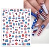 ROFIBUT 4th of July Nail Art Stickers Independence Day Nail Decals 3D Self-Adhesive Patriotic Flags Balloon Star Nail Stickers Cute Blue Red Firework Flame Nail Art Supplies for Women Girls 6 Sheets