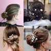 30 Pieces Wedding Pearl Hair Pins for Brides Bridal, Elegant Pearl Rhinestones Hair Pins Updos Hair Piece Hair Accessories for Brides Bridesmaid Women (Silver)