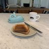 Fox Run Whale Ceramic Butter Dish with Lid, 7", Aqua Blue