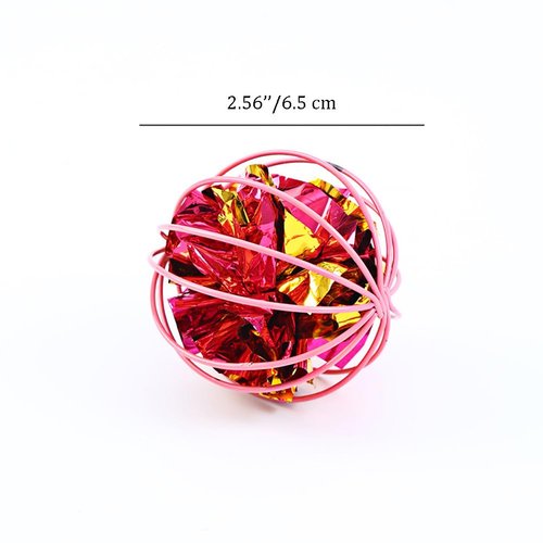 IUHKBH Cat Balls, 4 PCS Interactive Cat Toy with Colorful Mylar Crinkle Ball Cat Chase Ball Self Play Toys for Cats