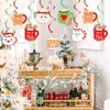 20Pcs Christmas Gingerbread Mug Theme Party Hanging Swirls, Christmas Snowman Elk Santa Coffee Mug Ceiling Hanging Streamers Decorations for Christmas Birthday Party Supplies Baby Shower Decor