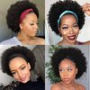 LEOSA Afro Headband Wig Short Afro Kinky Curly Wigs for Black Women,Natural Black Glueless Afro Wigs with headbands attached Afro Curly Headband Wigs Synthetic Afro Scarf Wigs for Womens Afro Wigs
