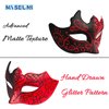 MYSEUNI Masquerade Mask for Couple Red - Shiny Rhinestone Venetian Mask & Mens Venetian Half Face Mask for Christmas Mardi Gras Party Halloween Costume Cosplay Prom Masked Ball