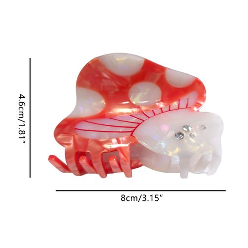 Cute Gemstone Mushroom Hair Clip,Acetate Hair Clip,Small Claw Clip for Women,Red, 1 Count (Pack of 1)