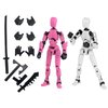 Schythely Titan T13 Action Figures Set -(Assembly Required) Robot Action Figure Fidget Toys for Nova N13 Anime Figures with 3D Lucky Dummy 13 Robot Figures Multi Movable Joints Gifts (Pink+White)