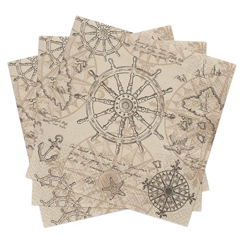 Vintage Nautical Map Paper Luncheon Napkins 40pcs, Nautical Napkins, Map Napkins Y