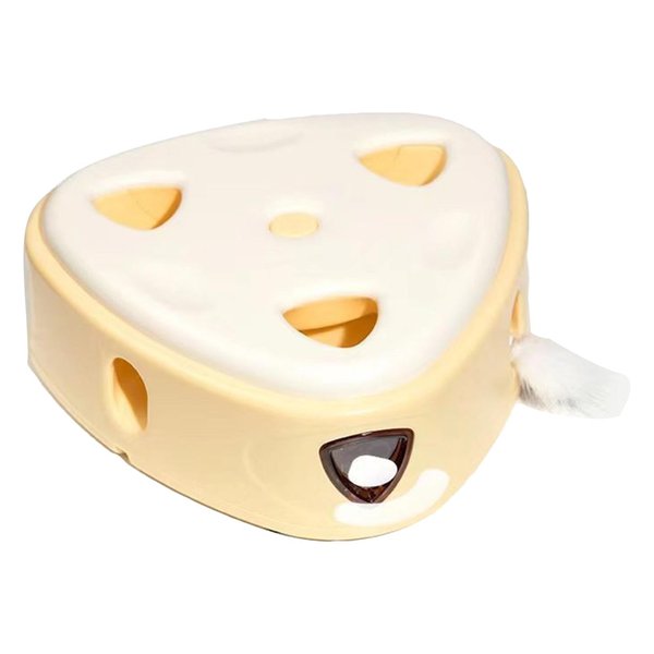 Interactive Cat Toys, Triangle Cheese Automatic Cat Exercise Teaser Toy Automatic Electronic Rotating Teaser Kitten Toy for Indoor Cats