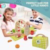 edutree Wooden Tea Party Set for Little Girls with Handbag, Pretend Play Food Toys Kitchen Accessories Playset for Kids Toddlers 2 3 4 5