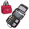 CURMIO Pill Bottle Organizer Portable Medicine Bag, Lockable Prescription Bottle Storage for Pill Bottles, Vitamins, Medical Supplements for Home Storage and Travel, Red (Empty Medicine Bag)