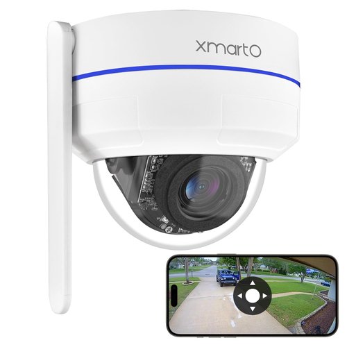 xmartO [AI Tracking Dome CAM] 2K HD Metal Dome PTZ Wireless Security Camera with Automatic Tracking, 2-Way Audio and Night Vision (Add on to NVR or Use Standalone, DPK3034)