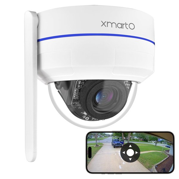 xmartO [AI Tracking Dome CAM] 2K HD Metal Dome PTZ Wireless Security Camera with Automatic Tracking, 2-Way Audio and Night Vision (Add on to NVR or Use Standalone, DPK3034)
