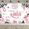 West Cowgirl Theme Birthday Party Background Wild West Party Supplies This is My First Rodeo Banner Girl Birthday Party Cow Print Pink Cactus Western Girls Party Decoration Supplies (6X4FT)
