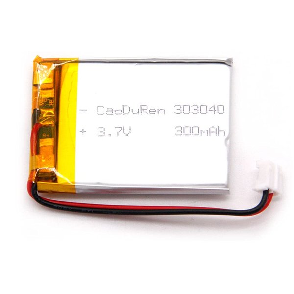 CaoDuRen MSDS Verified Part Number: 303040, Rechargeable 3.7V 300mAh Li Lipo Lithium Polymer Ion Battery Pack with 2 Pin 2.0mm JST Connector