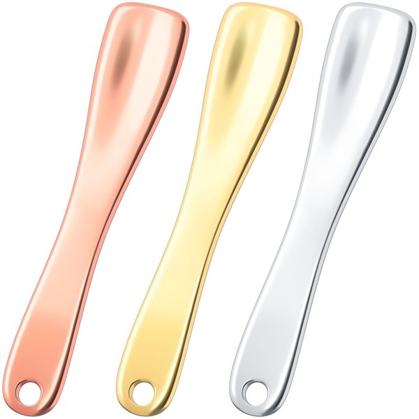 CustomyLife 3 Pcs Facial Spatula Sticks Mini Metal Makeup Spatulas Tiny Skincare Cosmetic Spoons Reusable Face Eye Cream Lotion Applicator Tools Facial Massage Sticks for Women Girls