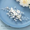 Latious Wedding Bridal Hair Clip Silver Flower Bride Hair Barrette Rhinestones Hair Clips Pearl Hair Piece Bridesmaids Hair Accessories for Women and Girls
