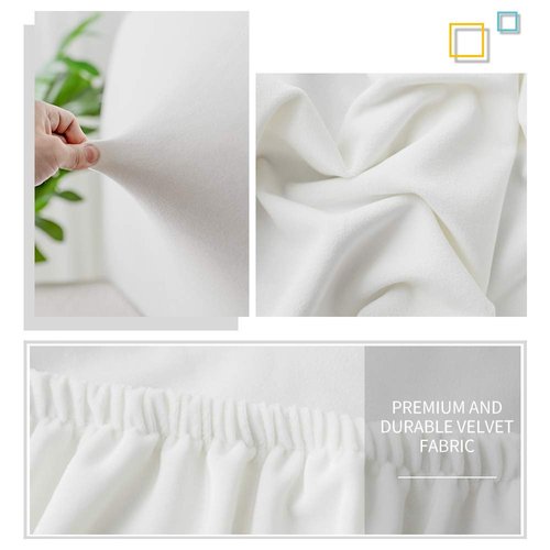 DUJUIKE Upholstered Bed Headboard Cover for Queen, Stretch Slipcover , Dustproof Protector ,Velvet (White, Length (59"-67"))