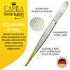 Camila Solingen CS31 3 1/2" Gold Tipped, Surgical Grade, German Stainless Steel Tweezers (Straight) - Flawless Facial Hair and Eyebrow Shaping and Removal for Men/Women