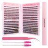 Fumwase 644PCS Thick Lash Clusters Kit Volume Lash Clusters Natural DIY Eyelash Extension with Lash Bond Tweezers and Seal Eyelash Book DIY 9-16MM 30D+40D+50D (640)