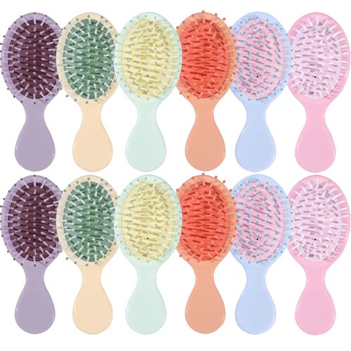 24PCS Wet Dry Hair Brush Mini Travel Portable Soft Brush Wet Hair Brush Colorful Hair Combs Set,Pocket Detangler Hair Combs Birthday Baby Shower Party Favor Gifts for Guest (1 Style)