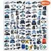 107 PCS Police Car Temporary Tattoos Themed Birthday Party Decorations Favors Supplies Décor Cute Cop Officer Policeman Blue Tattoo Stickers Gifts For Boys Girls Class Prizes Rewards Cartoon Carnival