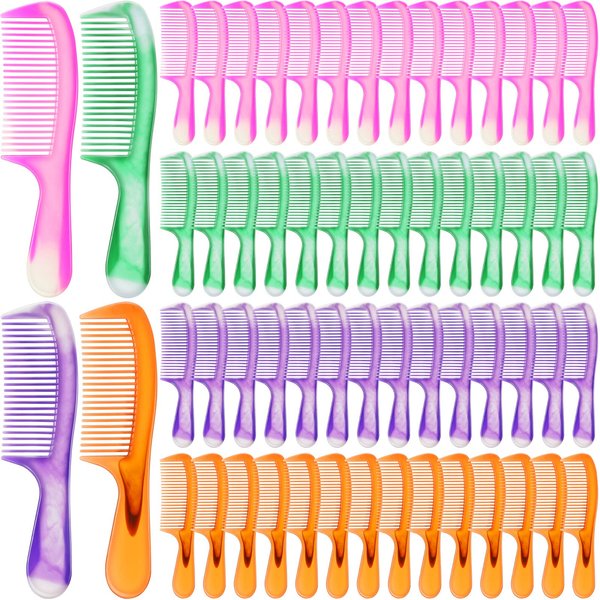 60 Pieces Colorful Hair Combs Set Individually Wrapped Hair Combs for Kids Women Men Disposable Hair Combs Bulk Plastic Fine Dressing Comb for Hotel Shelter Homeless Nursing Home Charity Church