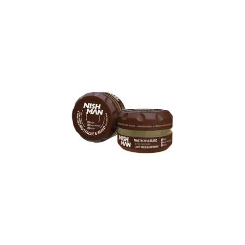 nishman Mustache & Beard Styling Wax with Argan Oil, Sweet Almond Oil, Jojoba Oil | Low Shine & Light Hold