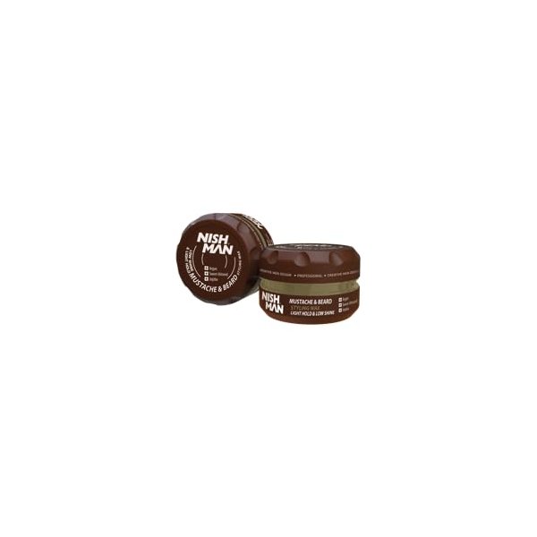 nishman Mustache & Beard Styling Wax with Argan Oil, Sweet Almond Oil, Jojoba Oil | Low Shine & Light Hold