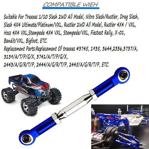 (2023 Upgrade) 78-108mm Stainless Steel Turnbuckles/Camber Link for 1/10 Traxxas Slash 4X4/2WD, Rustler 4X4 VXL, Stampede 4X4 VXL, Hoss 4X4,X-01, Bigfoot RC Car Hops Up Parts(Blue)