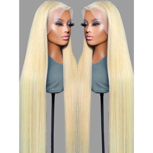 YWGYWG 613 13x6 Lace Front Wig Human Hair 200 Density 32 Inch Straight Wigs for Women Blonde 13x6 HD Lace Front Wigs Human Hair Glueless Pre Plucked Bleached Knots Blonde Lace Front Wigs Human Hair