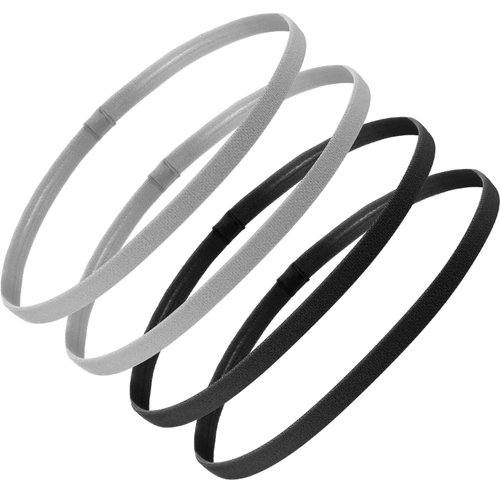 Sumind 4 Pieces Thick Non-Slip Elastic Sport Headbands Football Hair Headbands for Women and Men (Black, Gray）