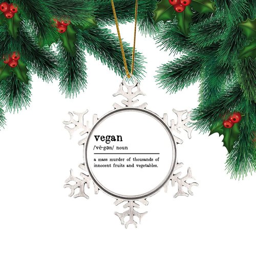 Vegan Noun Definition Snowflake Ornaments Round Christmas Tree Ornament Meaning Description Rustic Keepsake Words with Definition Collectible Gift for Holiday Decoration