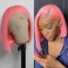 GIRLOFDREAMS Pink Bob Wig Human Hair 13x4 Straight Lace Front Wigs Glueless 180 Density Pre Plucked with Baby Hair Short Brazilian Remy Colored Hair Transparent Frontal Lace Wigs for Black Women