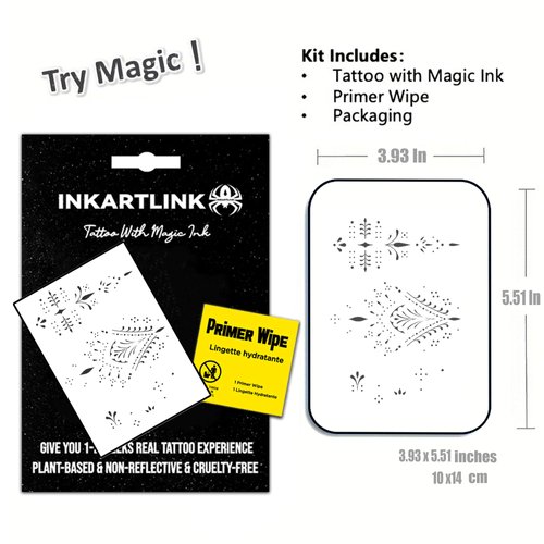 INKARTLINK Temporary Tattoos, Semi Permanent Tattoos Adult Art Designs Waterproof Temporary Tattoos Party Favors Tattoo Stickers Realistic, No Adhesive, Lasts 1-2 Weeks Black (Henna 4)