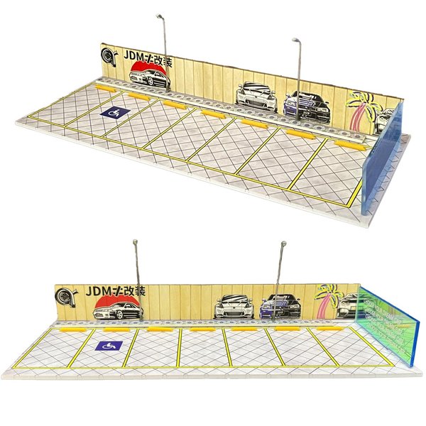 Malamfans Hot Wheels Display Case, Hot Wheels Storage Car Park with LED Lights, 1/64 Model Car Display Can accommodate multiple models(Japanese parking lot), Colour