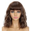 PESSN Short Brown Wavy Wigs with Bangs for Women,Synthetic Realistic Wavy Curly Bob Wig Shoulder Length,Short Brown Bob Wigs Natural Wave Curly Bob Wigs for Women …