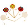 EXCEART Baby Toy 6pcs Wooden Musical Rattle Toy Unfinished Wooden Rattle-Drum Round Corner Handcraft Baby Shaking Drum Early Educational Toy for Kids DIY Painting Drawing Kids Toys