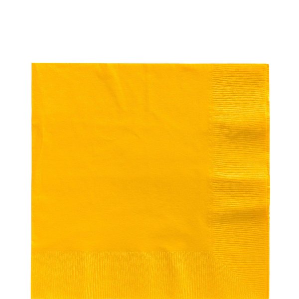 Amscan Big Party Pack Luncheon Napkins 13"x13", 125/Pkg, Sunshine Yellow
