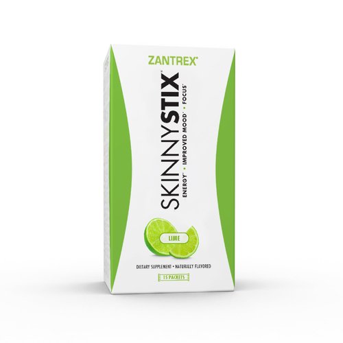 Zantrex SkinnyStix Energy Drink Mix + Antioxidants. Heightens Focus - Delicious 10-Calorie Packets – 15 Packets, Lime Flavor