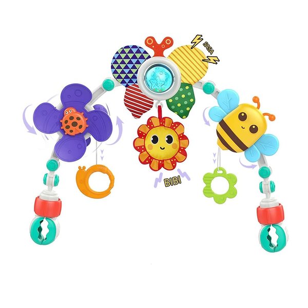 willway Baby Travel Play Arch Stroller/Crib Mobile Toy, Detachable Activity Musical Animal Toys Mobile for Bassinet Pram Car Seat, Cloth Animmal Toy with Rattle/Squeak/Teethers