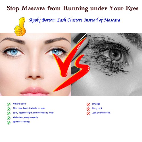 Bottom Lash Clusters DIY Eyelash Extensions - DAODER 96pcs Wide Stem Lower Lashes Natural Look Clear Band Lashes for Bottom Eyelashes 7mm (Bottom Lashes Kitten)