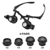 Hands Free Headband Magnifying Glasses Magnifier with Light Jewelers Glasses Eye Loupe with 2 LED Lights 8 Replaceable Lens for Diamond Art Accessories Repair (10X 15X 20X 25X)