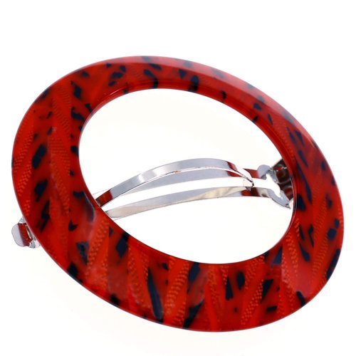 Camila Paris CP2513 French Hair Barrette Clip for Girls, Round Handmade, Victory Red, Strong Hold Grip Hair Clips for Women, No Slip and Durable Styling Girls Hair Accessories, Made in France