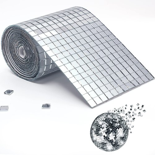 PP OPOUNT 2160 PCS Disco Ball Tiles, Self-Adhesive Mirror Tiles for Crafts, Small Mirror Mosaics Tiles for Indoor Decoration, DIY Disco Balls, Vases, Cups, Photo Frames (5 x 5 mm)