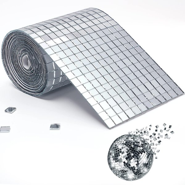 PP OPOUNT 2160 PCS Disco Ball Tiles, Self-Adhesive Mirror Tiles for Crafts, Small Mirror Mosaics Tiles for Indoor Decoration, DIY Disco Balls, Vases, Cups, Photo Frames (5 x 5 mm)