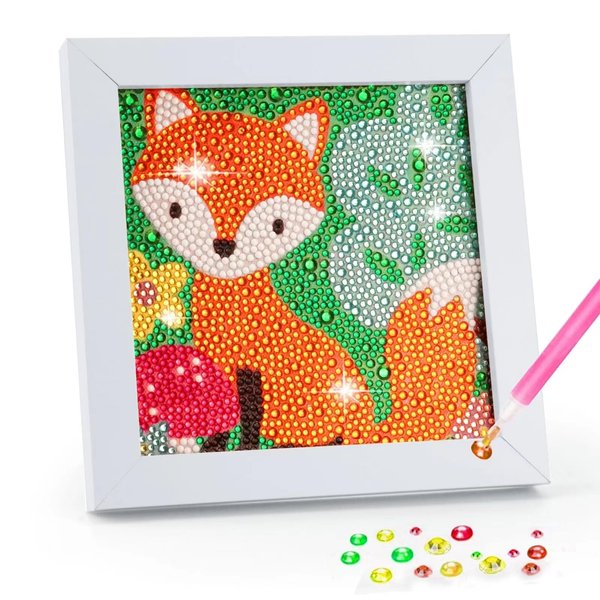 yohuu 5D Diamond Art Kit for Kids 7.1"X7.1" with Wooden Frame Arts and Crafts for Kids Ages 6-8-10-12 Easy to DIY Mosaic Gem Dots Painting by Number Kit Home Wall Decoration