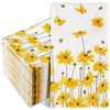 AnyDesign 80 Pack Calliopsis Guest Napkins Spring Summer Flower Bee Disposable Paper Napkins Yellow Floral Dinner Hand Napkins for Home Kitchen Wedding Birthday Party Supplies, 13 x 15.7 Inch (A1799)