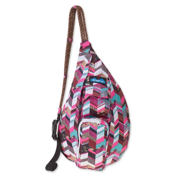 KAVU Mini Rope Sling Pack with Adjustable Rope Shoulder Strap, Sunset Blocks