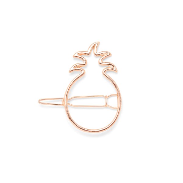 Pura Vida Rose Gold Pineapple Hair Barrette - 100% Brass Base, Exclusive Clip Design - 2 Inches