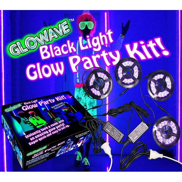 Black Lights for Glow Party! 115W Blacklight LED Strip kit. 4 UV Lights to Surround Your Neon Party. Ultraviolet Lighting for Big Rooms. Easy Set up! Glow in The Dark Party Supplies. Fiesta Luz Negra