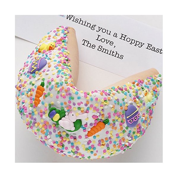 GIGANTIC Gourmet Fortune Cookie: White Chocolate Hand Dipped & Decorated for Easter!